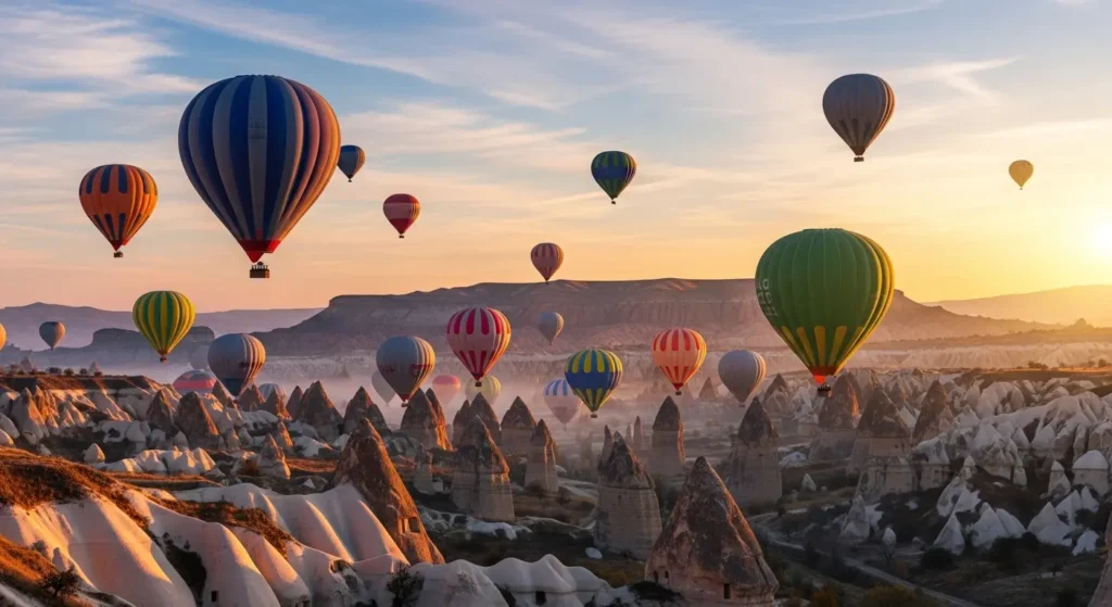ColorfulhotairballoonsflyingoverCappadocialandscapeduringadreamTurkeyvacation By Yaz Explore | YazExplore
