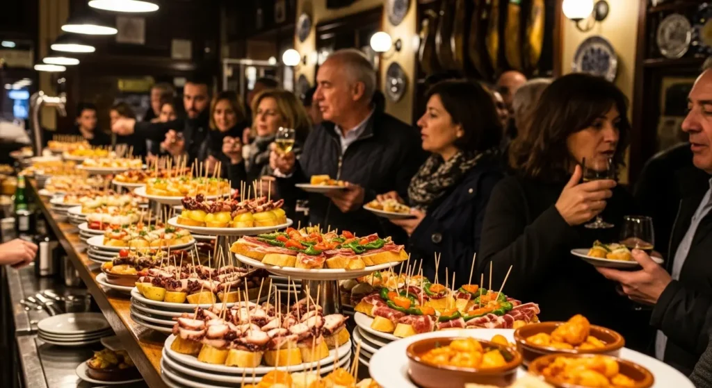 Authentic Basque pintxos displayed on a bar counter in San Sebastian, Spain By Yaz Explore | YazExplore