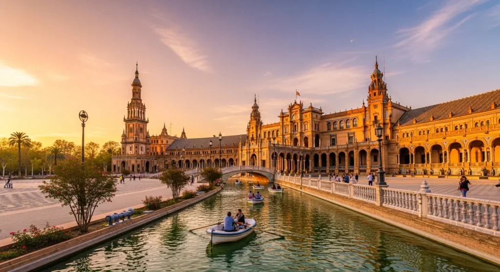 Sun-drenched Plaza de España in Seville, a top landmark for a first-time Spain vacation By Yaz Explore | YazExplore
