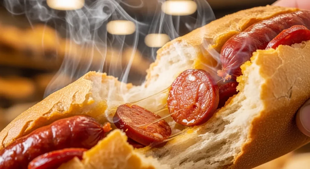 EXPLORE - A Beginner’s Guide to the Soulful World of Portugal’s Food 🇵🇹🍽️ Freshly baked Pão com Chouriço Portuguese chorizo bread pulled apart