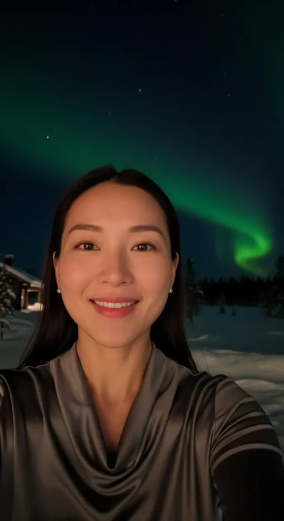 EXPLORE - Sweden Vacation: The Easy & Magical First-Timer's Blueprint An influencer talking about her Sweden vacation while the Aurora Borealis glows in the background. Sweden Travel, Europe Vacation, Beginner's Guide, Stockholm, Northern Lights, Travel Itinerary, Nordic Countries, Adventure Travel,