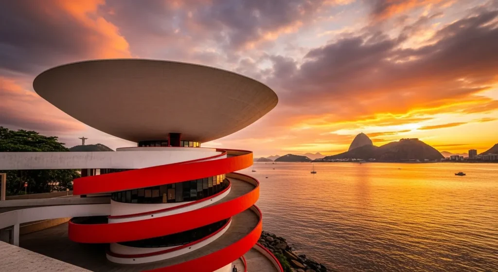 The iconic Niterói Contemporary Art Museum in Brazil, an example of stunning Brazilian architecture By Yaz Explore | YazExplore
    E-X-P-L-O-R-E without limits at YazExplore
