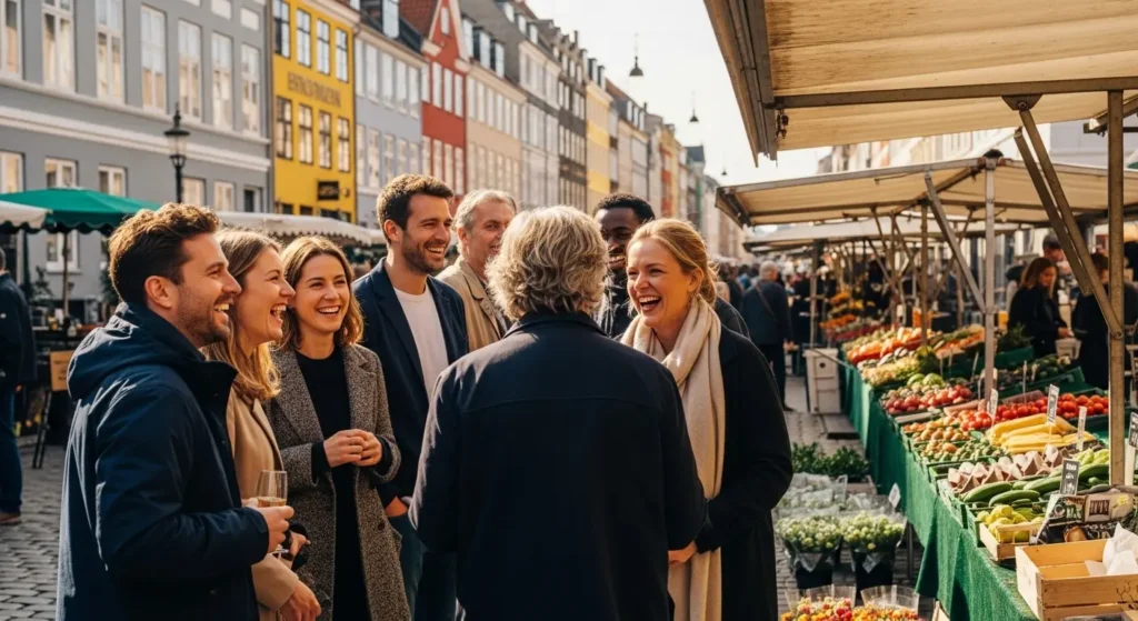 A group of people enjoying the community atmosphere in a Danish city, an example of Danish culture     By Yaz Explore | YazExplore
    E-X-P-L-O-R-E without limits at YazExplore
